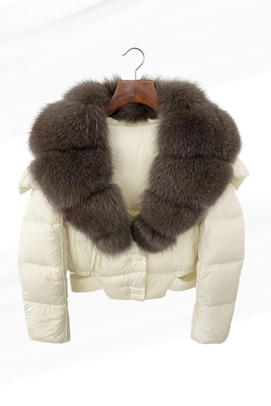 Blouson fourrure femme court crème Héritage fourrure