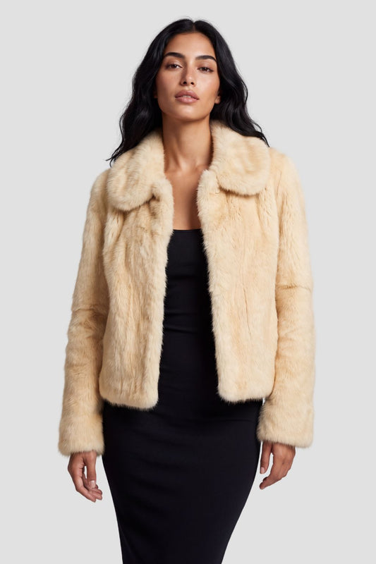 Blouson fourrure femme court crème Héritage fourrure