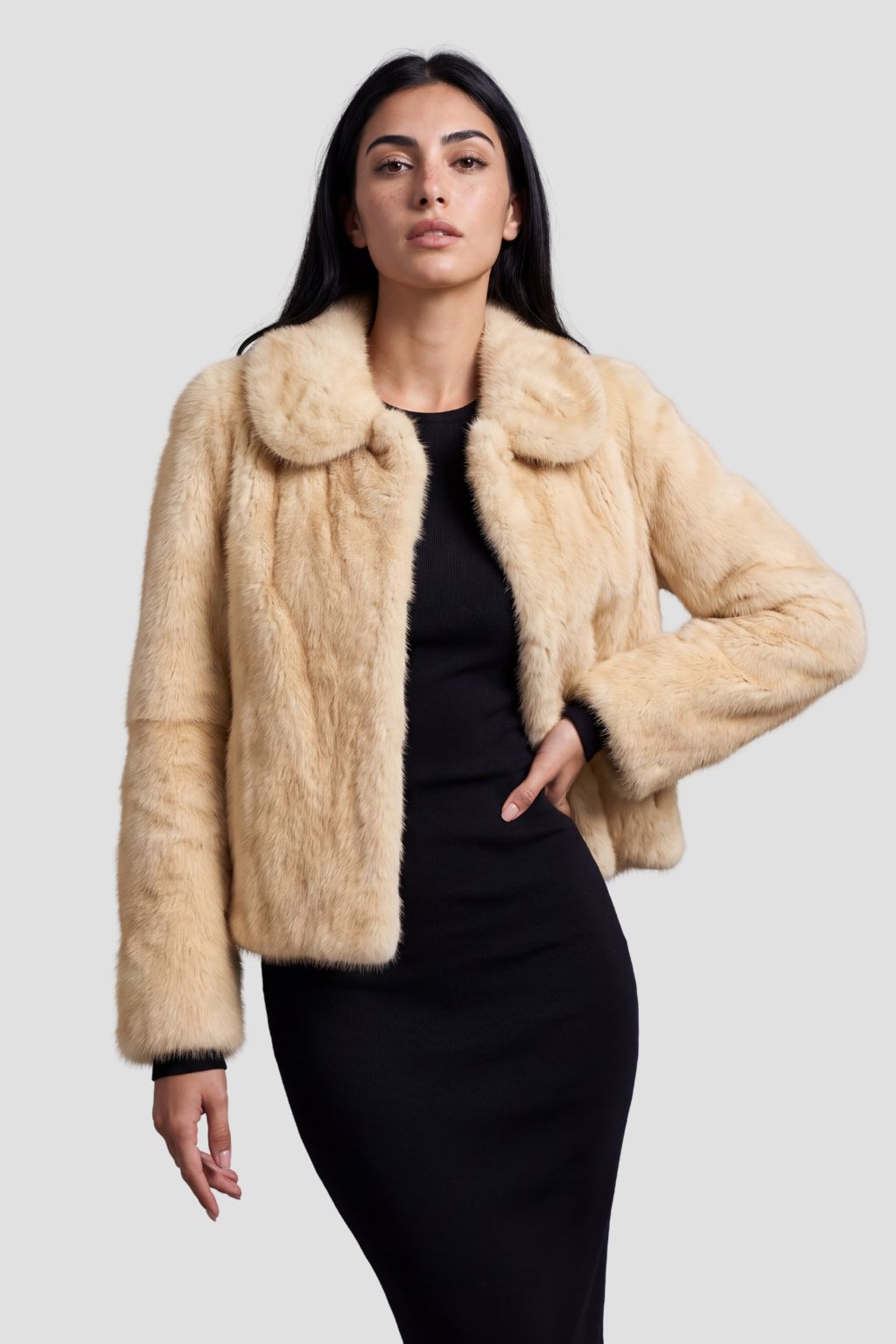 Blouson fourrure femme court crème Héritage fourrure