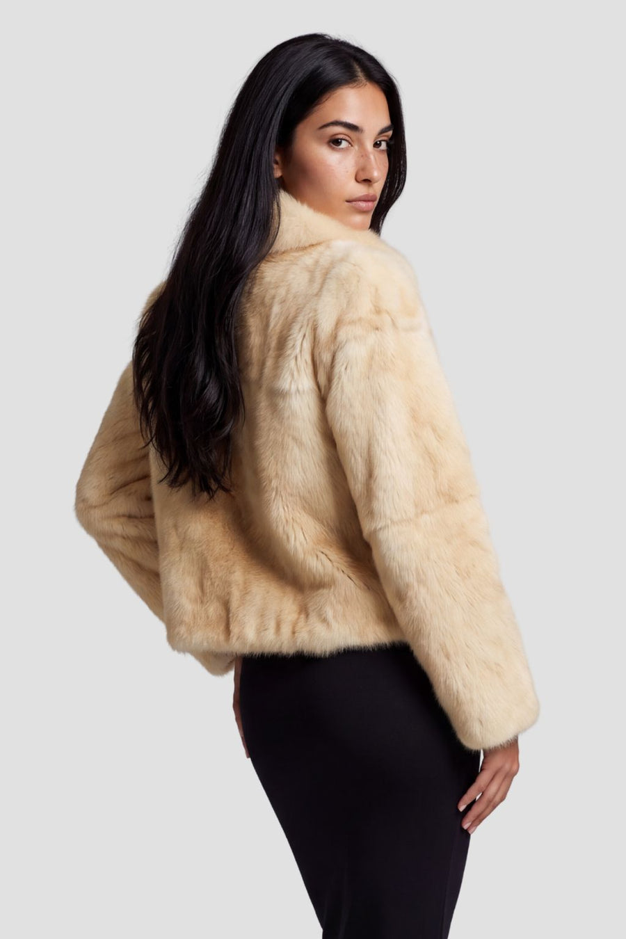 Blouson fourrure femme court crème Héritage fourrure