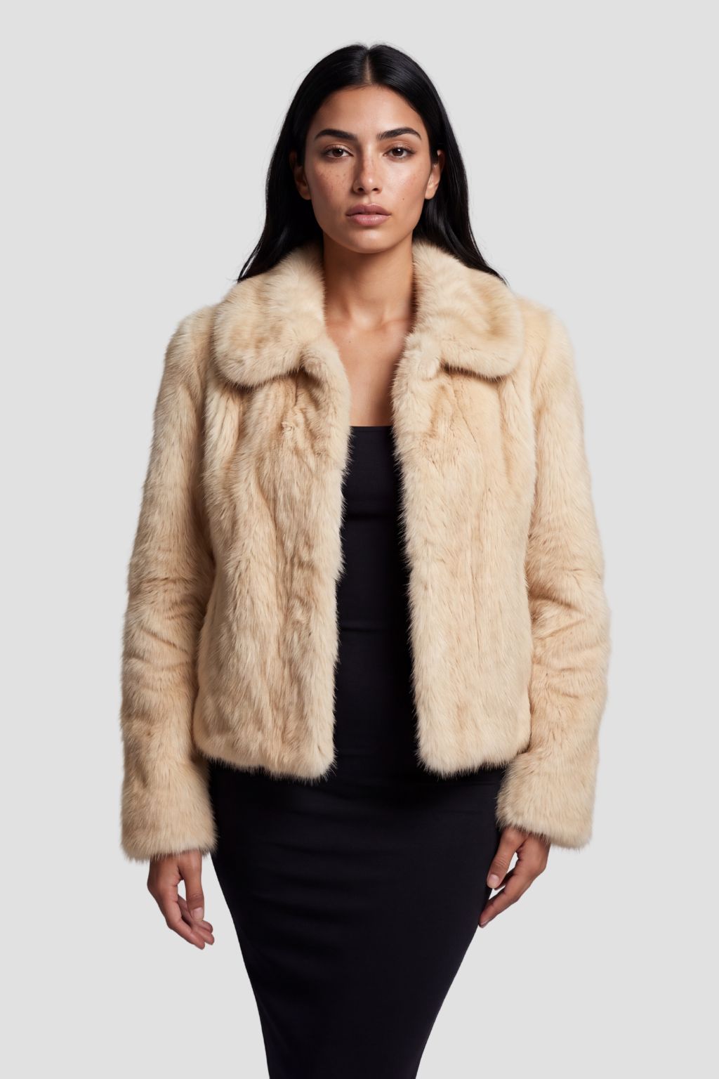 Blouson fourrure femme court crème Héritage fourrure