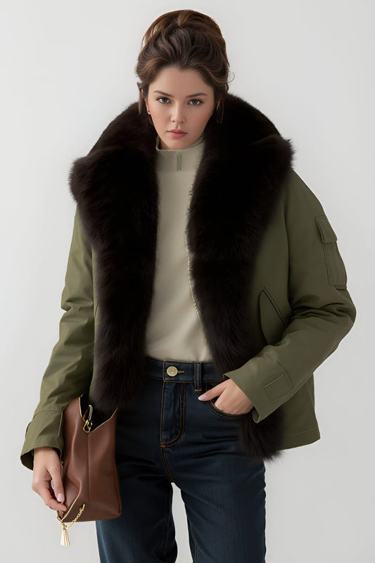 Blouson fourrure femme kaki Héritage fourrure