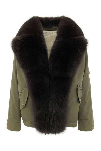 Blouson fourrure femme kaki Héritage fourrure