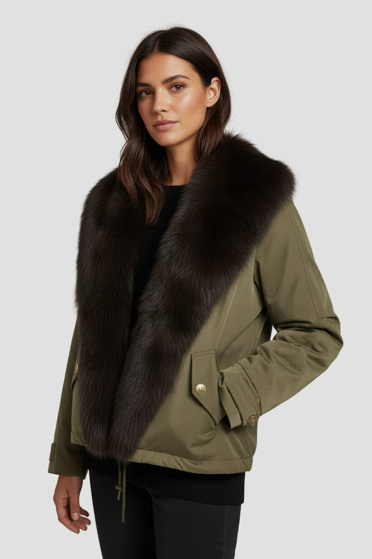 Blouson fourrure femme kaki Héritage fourrure