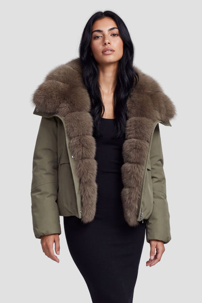 Blouson fourrure femme kaki Héritage fourrure