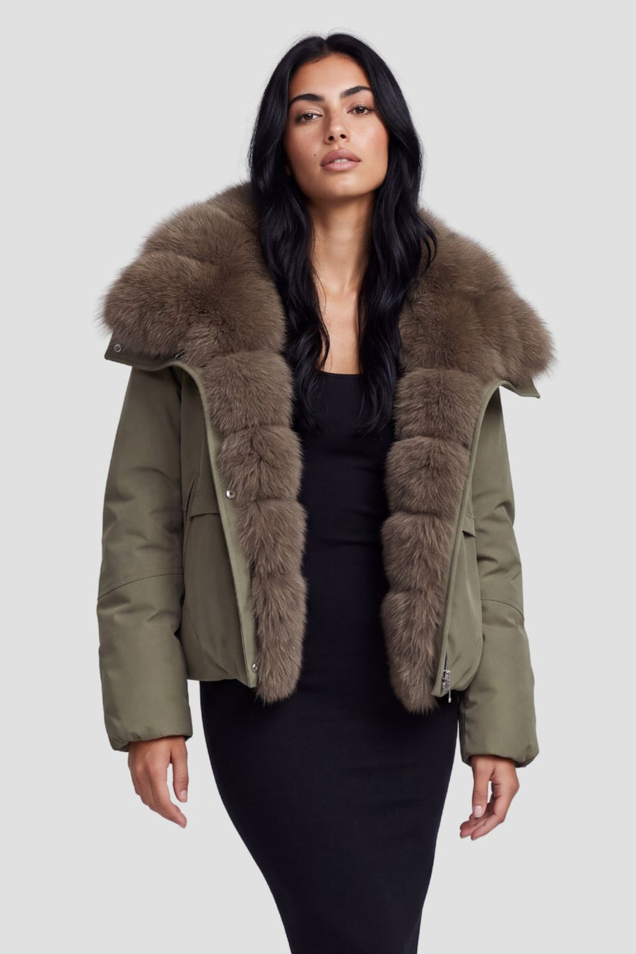 Blouson fourrure femme kaki Héritage fourrure