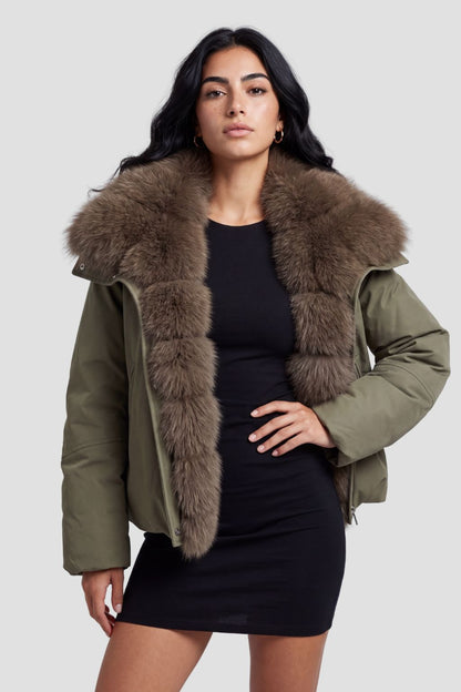 Blouson fourrure femme kaki Héritage fourrure