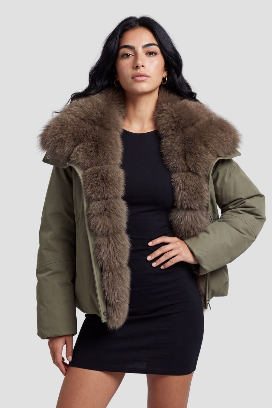 Blouson fourrure femme kaki Héritage fourrure