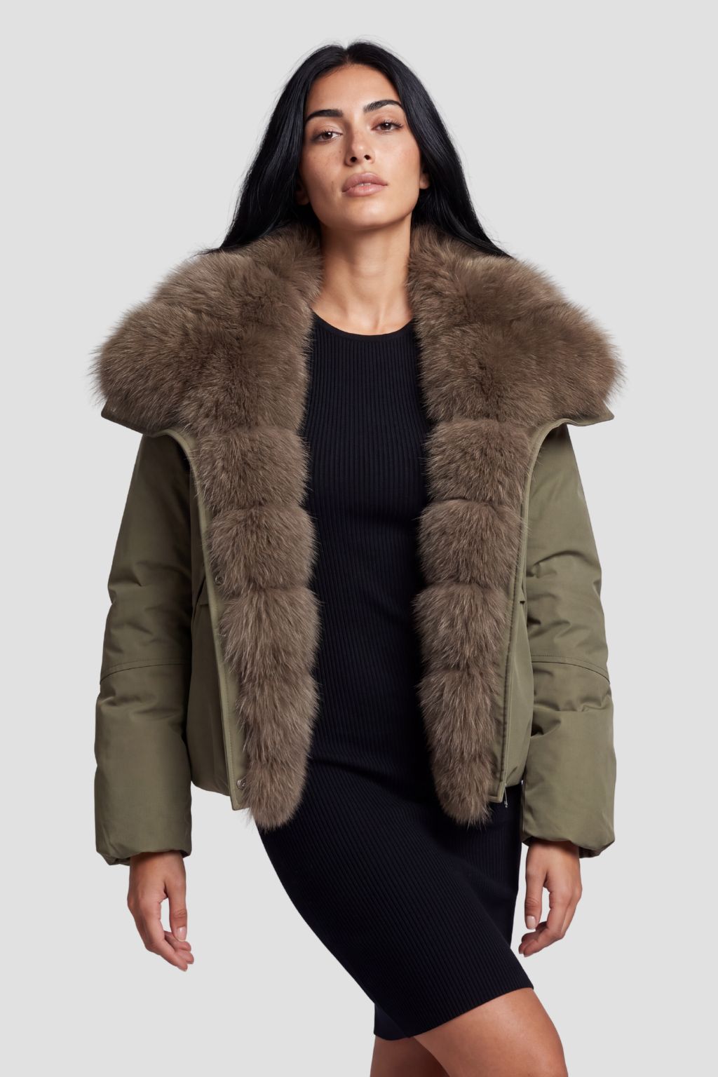 Blouson fourrure femme kaki Héritage fourrure