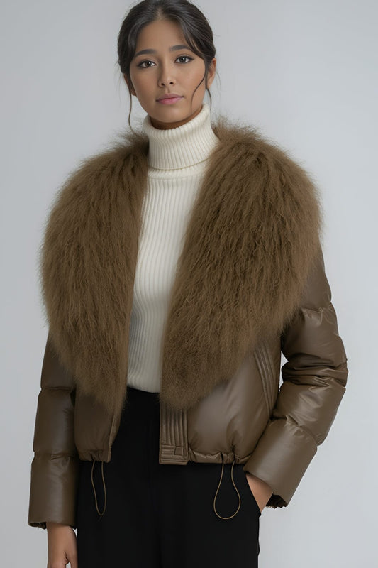 Blouson fourrure femme marron Héritage fourrure