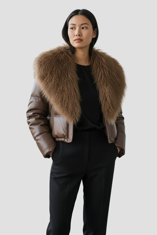 Blouson fourrure femme marron Héritage fourrure