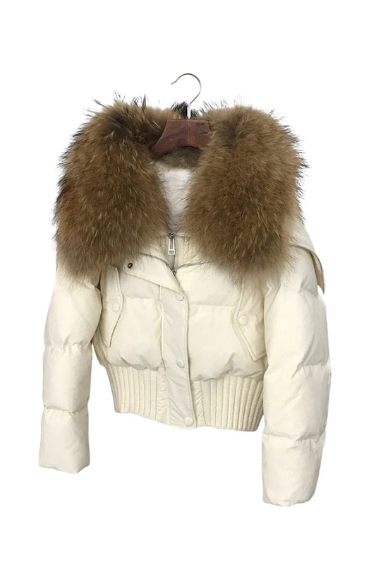 Blouson fourrure femme mi long beige Héritage fourrure