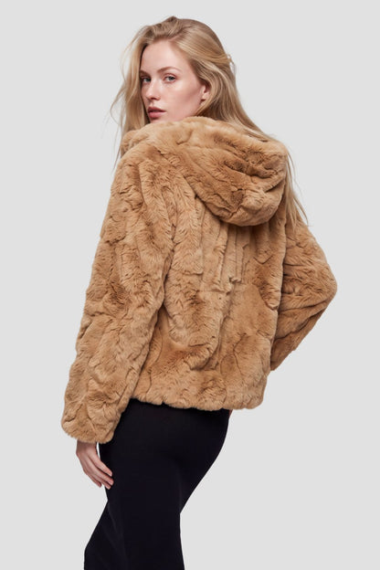 Blouson fourrure femme mi long marron Héritage fourrure