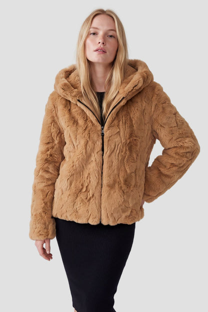 Blouson fourrure femme mi long marron Héritage fourrure