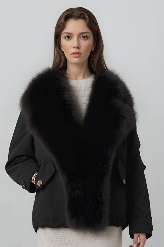 Blouson fourrure femme noir Héritage fourrure