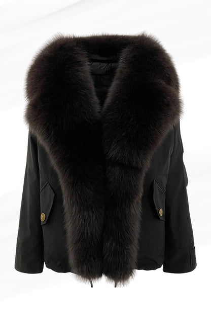 Blouson fourrure femme noir Héritage fourrure