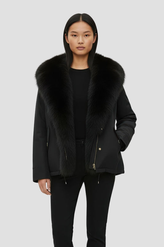 Blouson fourrure femme noir Héritage fourrure