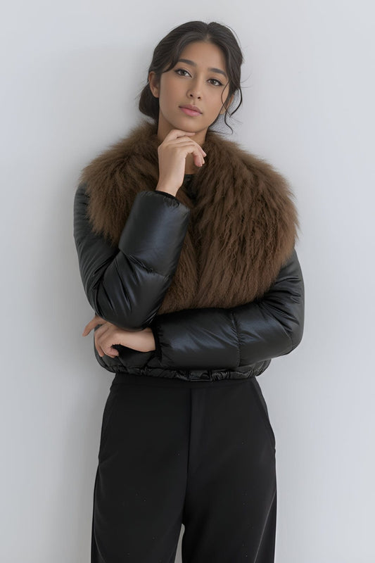 Blouson fourrure mouton brun Héritage fourrure