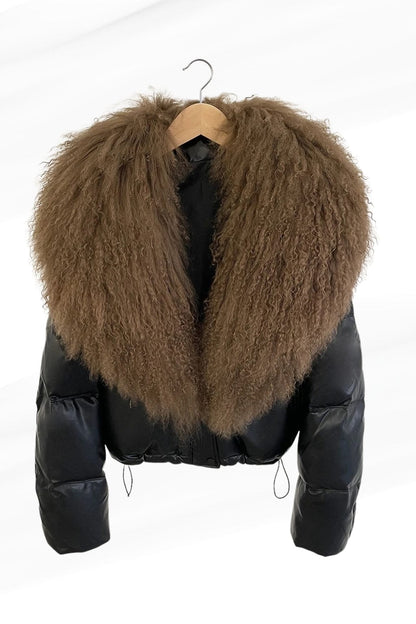 Blouson fourrure mouton brun Héritage fourrure