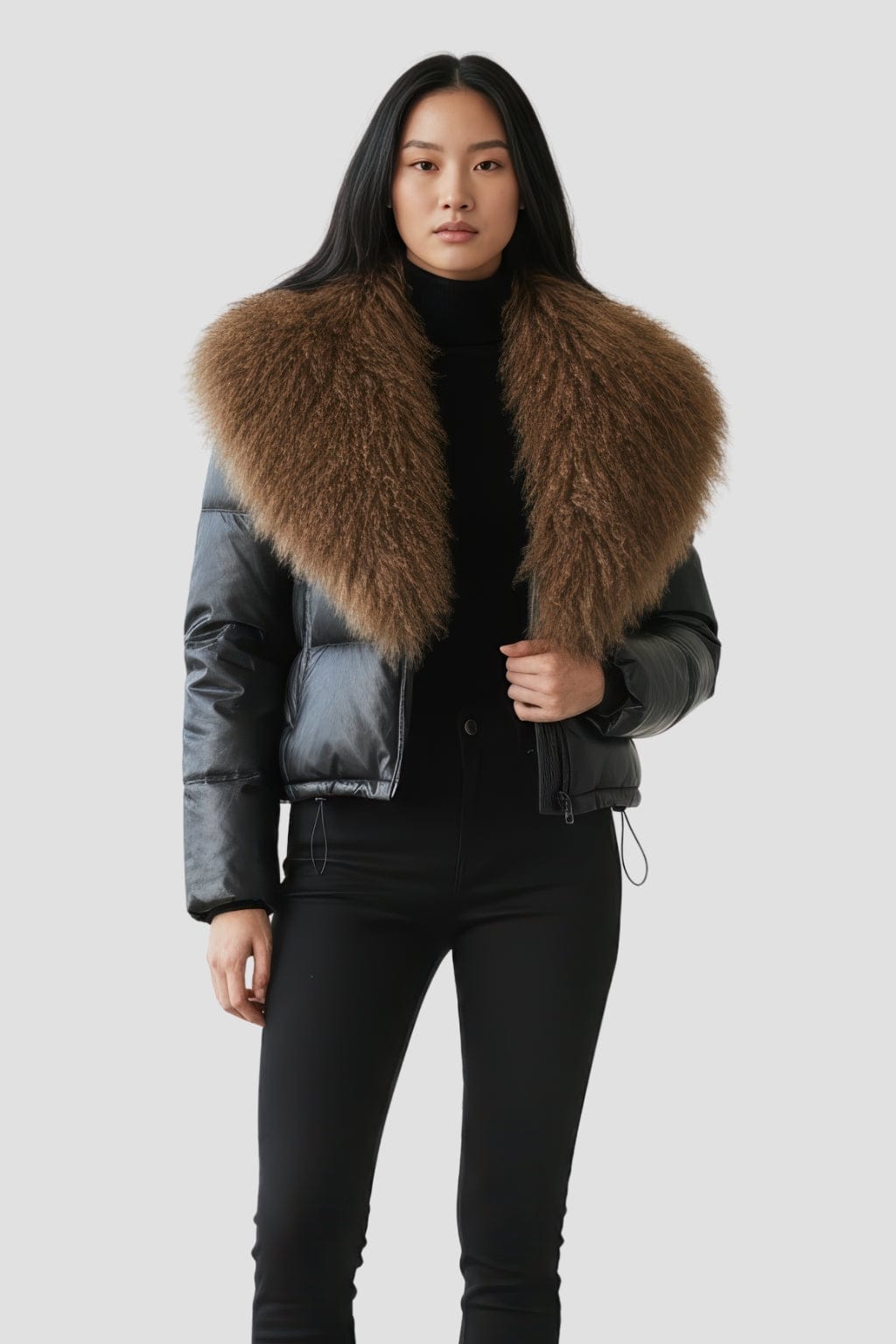 Blouson fourrure mouton brun Héritage fourrure