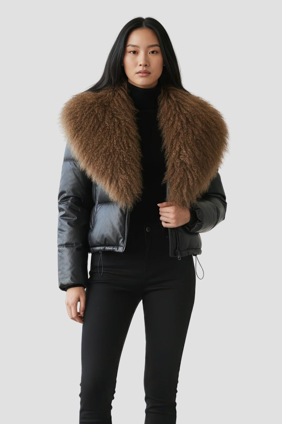 Blouson fourrure mouton brun Héritage fourrure