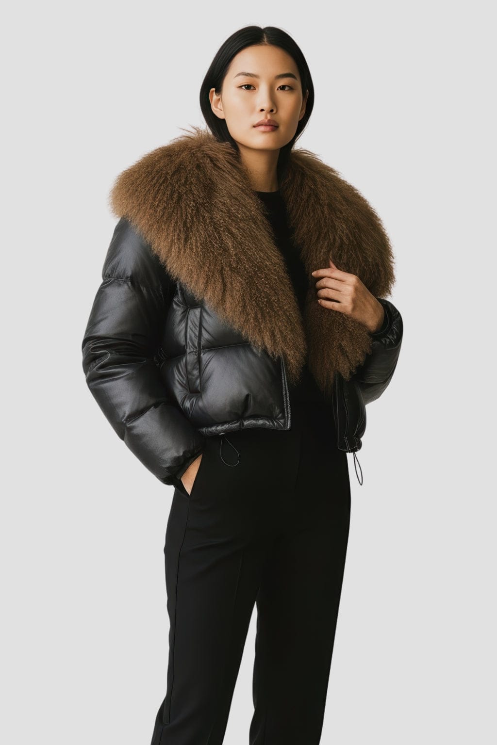 Blouson fourrure mouton brun Héritage fourrure