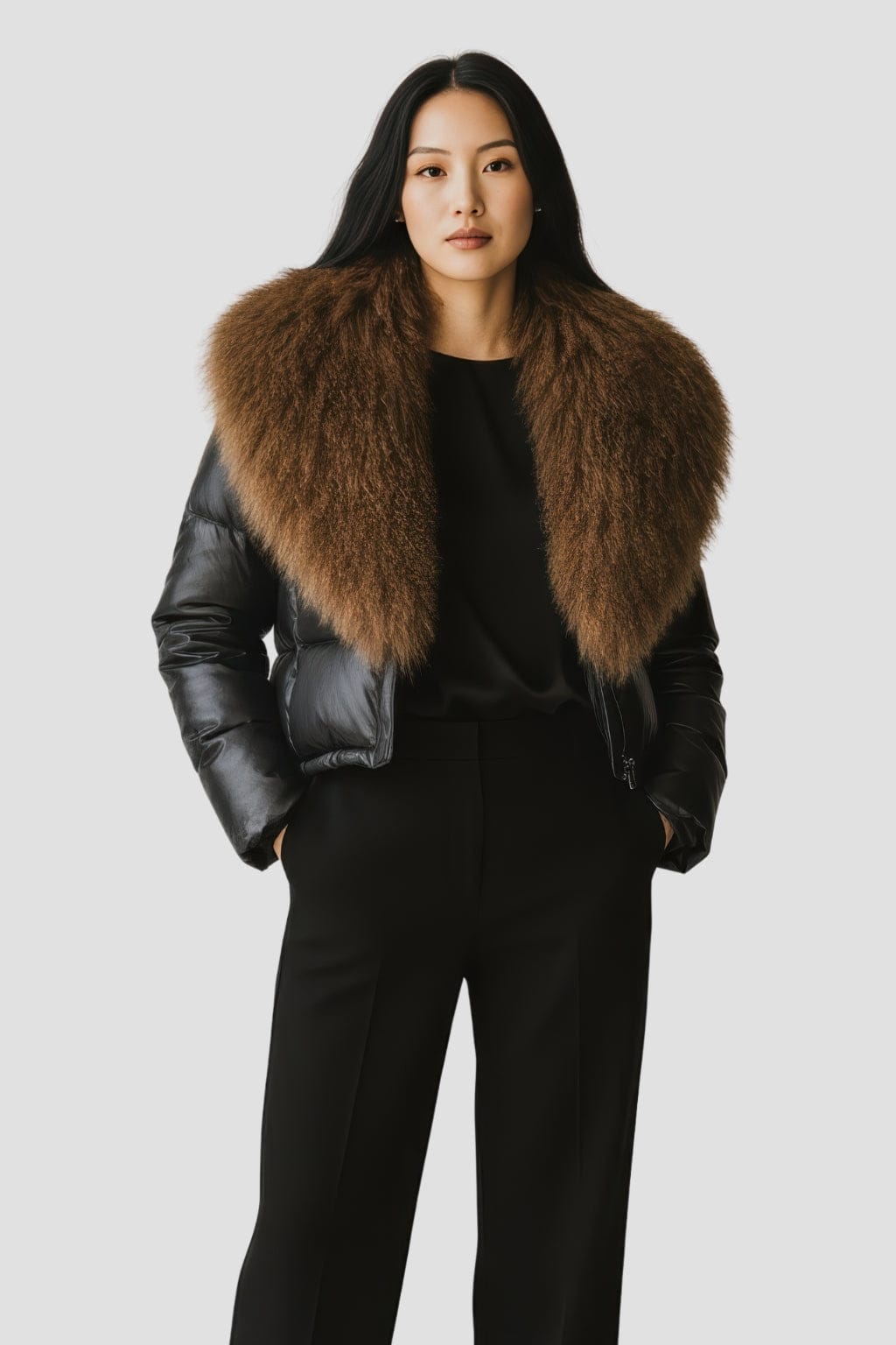 Blouson fourrure mouton brun Héritage fourrure