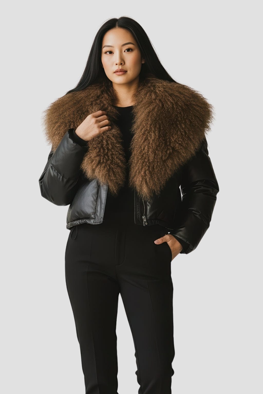 Blouson fourrure mouton brun – Héritage fourrure