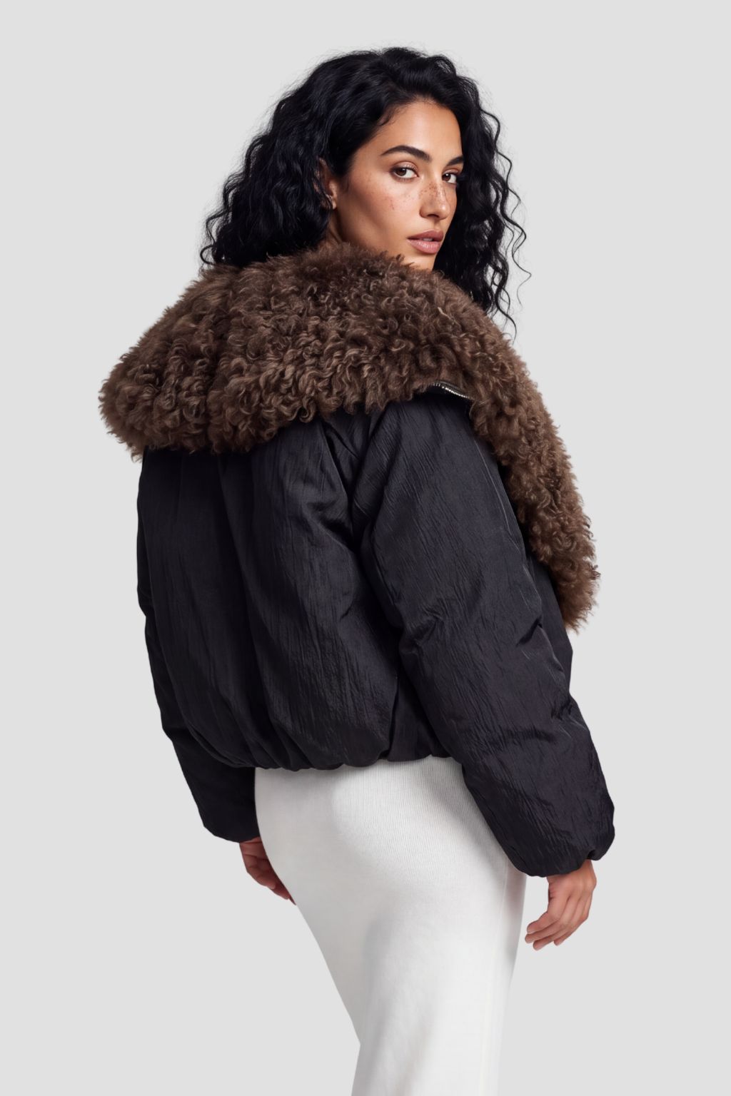 Blouson fourrure mouton brun Héritage fourrure