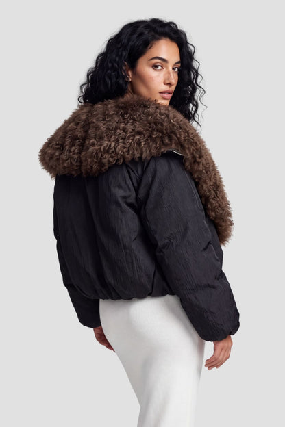 Blouson fourrure mouton brun Héritage fourrure