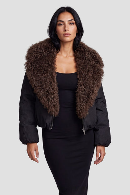 Blouson fourrure mouton brun Héritage fourrure