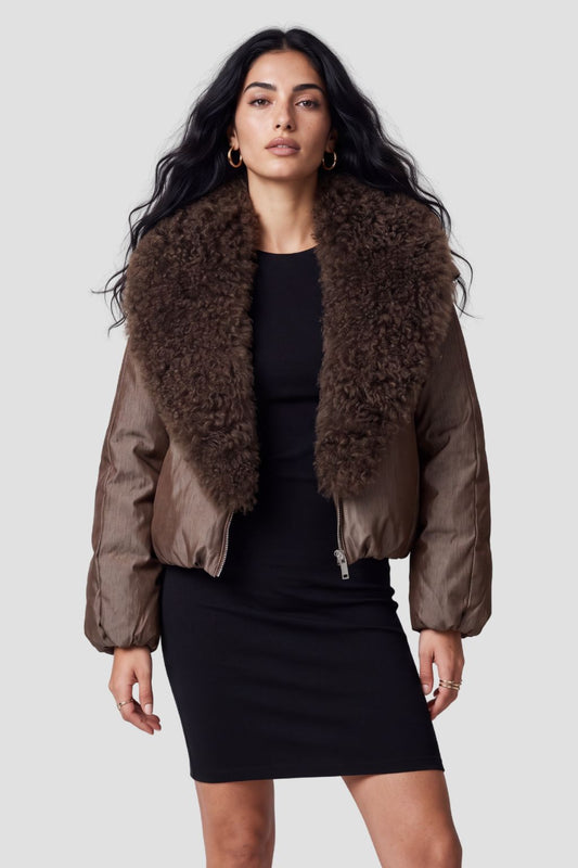 Blouson fourrure mouton marron Héritage fourrure