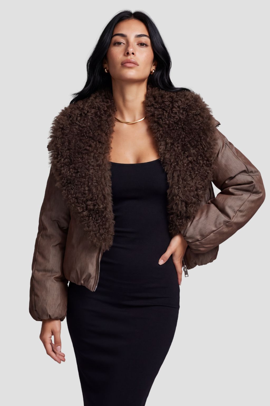 Blouson fourrure mouton marron Héritage fourrure