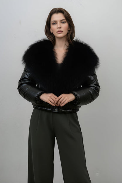 Blouson fourrure mouton noir Héritage fourrure