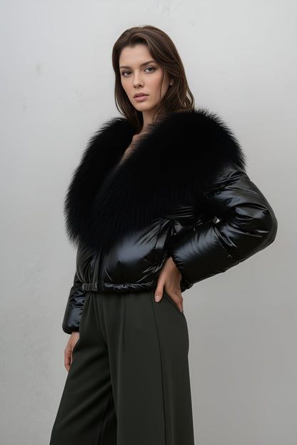 Blouson fourrure mouton noir Héritage fourrure