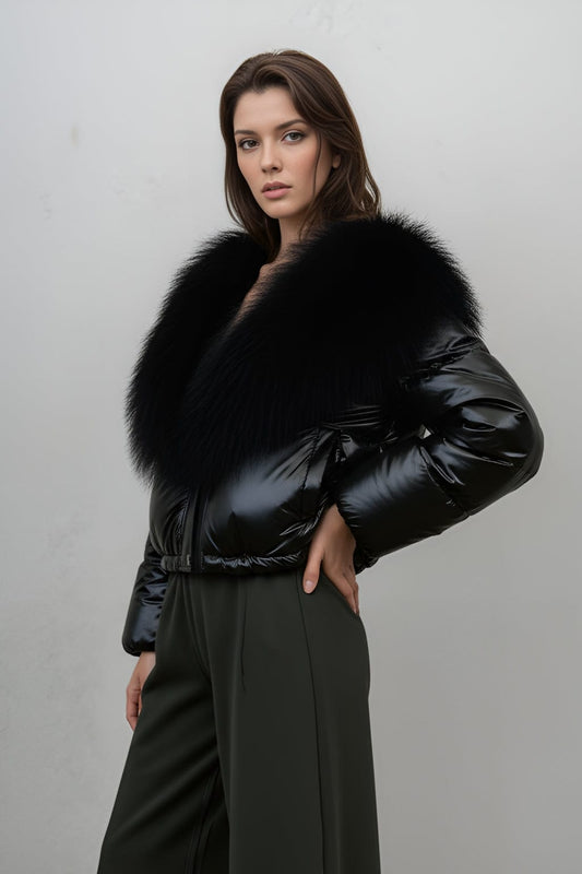 Blouson fourrure mouton noir Héritage fourrure