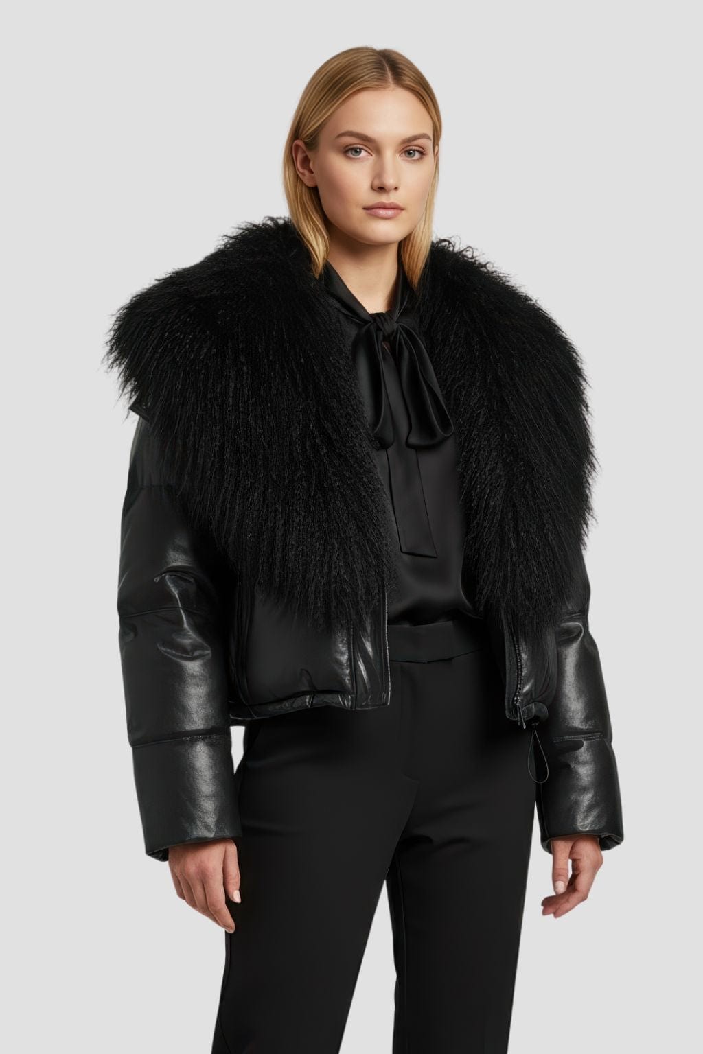 Blouson fourrure mouton noir Héritage fourrure