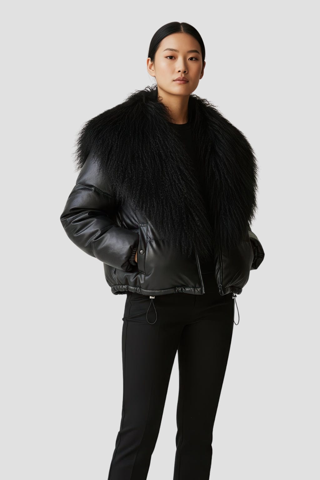 Blouson fourrure mouton noir Héritage fourrure