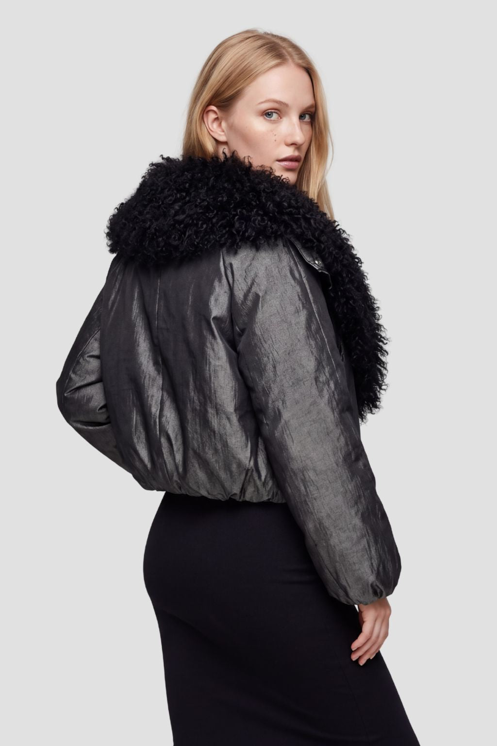 Blouson fourrure mouton noir Héritage fourrure