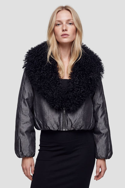 Blouson fourrure mouton noir Héritage fourrure
