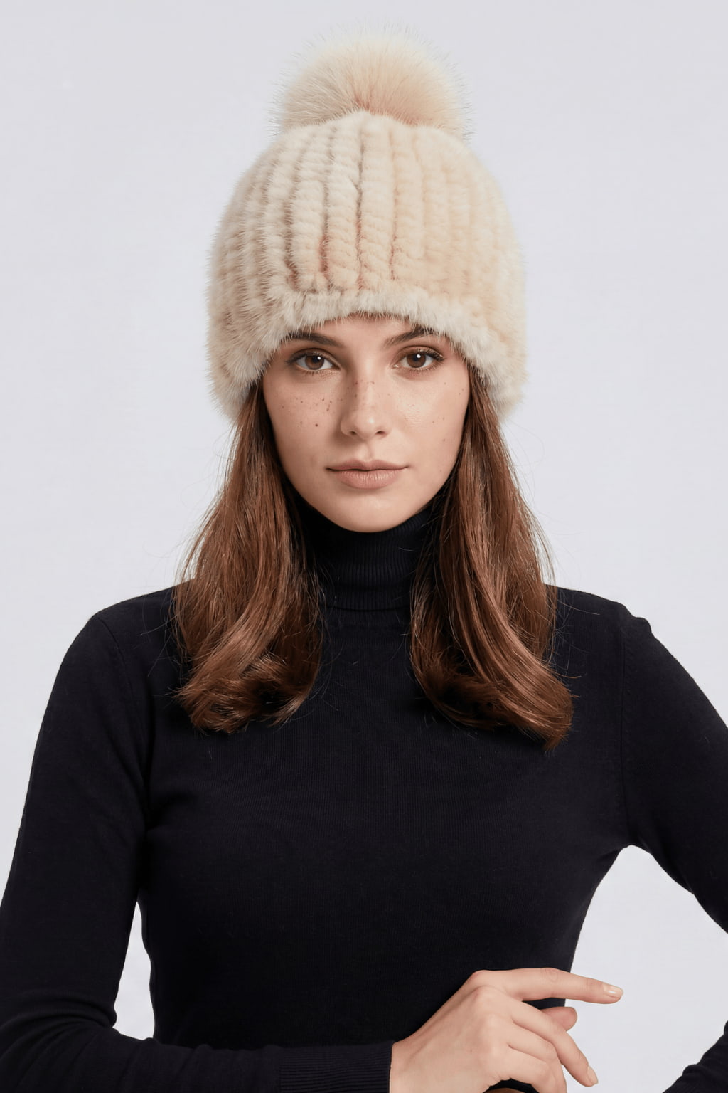 Bonnet fourrure beige Héritage fourrure