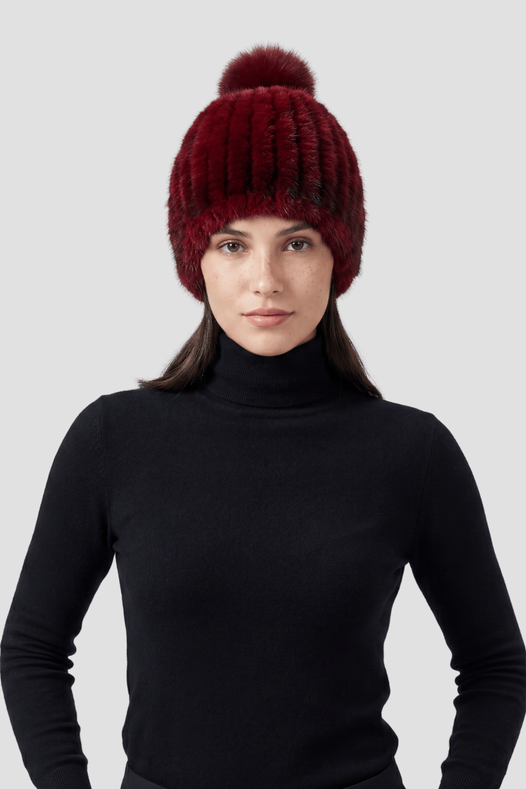 Bonnet fourrure bordeaux Héritage fourrure