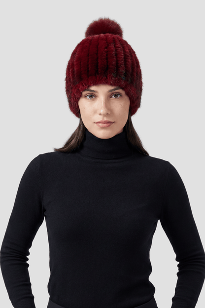 Bonnet fourrure bordeaux Héritage fourrure