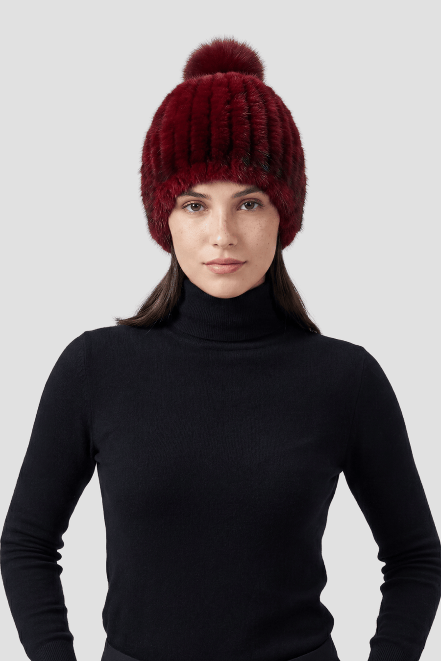 Bonnet fourrure bordeaux Héritage fourrure