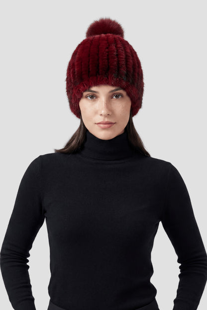 Bonnet fourrure bordeaux Héritage fourrure