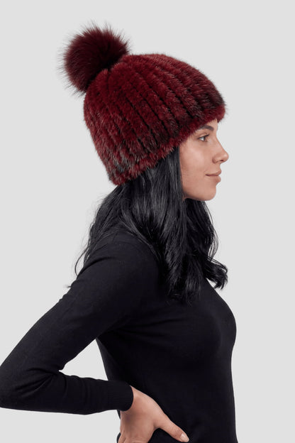 Bonnet fourrure bordeaux Héritage fourrure