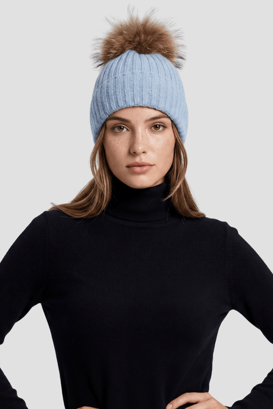 Bonnet fourrure femme bleu Héritage fourrure