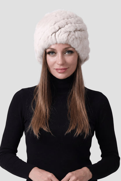 Bonnet fourrure femme crème Héritage fourrure