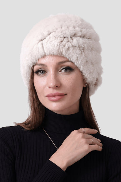 Bonnet fourrure femme crème Héritage fourrure