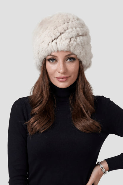 Bonnet fourrure femme crème Héritage fourrure